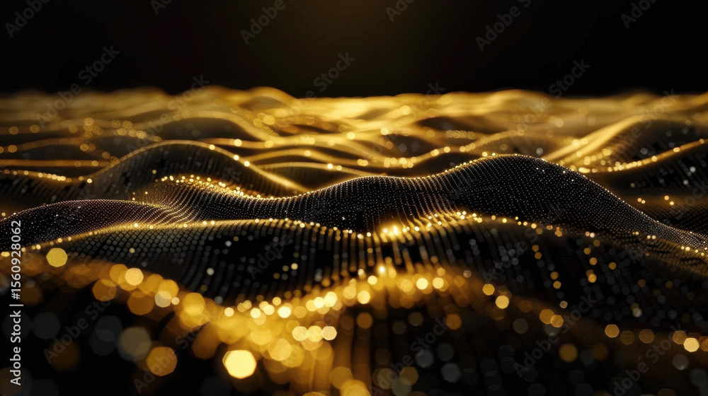Poster abstract data wave made from light particles and glowing elements creates mesmerizing visual experie