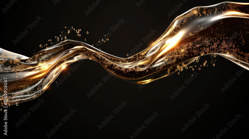 Poster abstract data wave made from light particles and glowing elements, creating mesmerizing visual effec