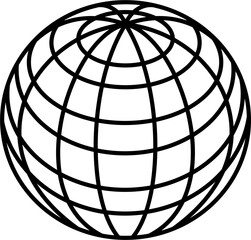 Earth Globe Vector Icon with Geometric Lines – Minimalistic Black and White Design