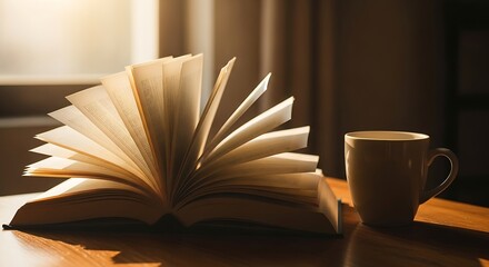 "Morning Reading – Real Photo of Book and Coffee in Peaceful Setting"

