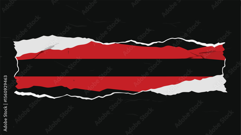 Poster abstract torn paper flag with red and black color scheme for design