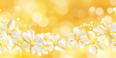 Fototapeta premium White Daisies Glowing in Golden Sunlight with Sparkles and Soft Focus