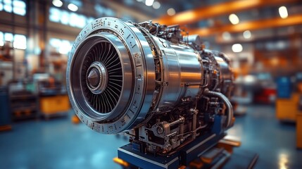 Fototapeta premium Industrial jet engine in a factory