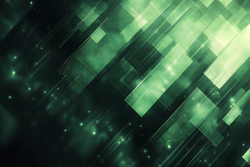 Abstract green pattern with digital background and light glow in geometric modern design