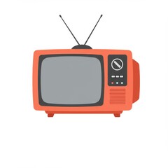 Retro orange television set isolated on white background