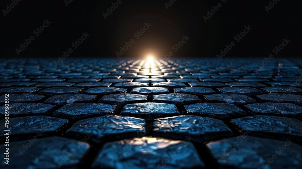 Poster mesmerizing view of textured surface leading to central glowing point, creating captivating atmosphe