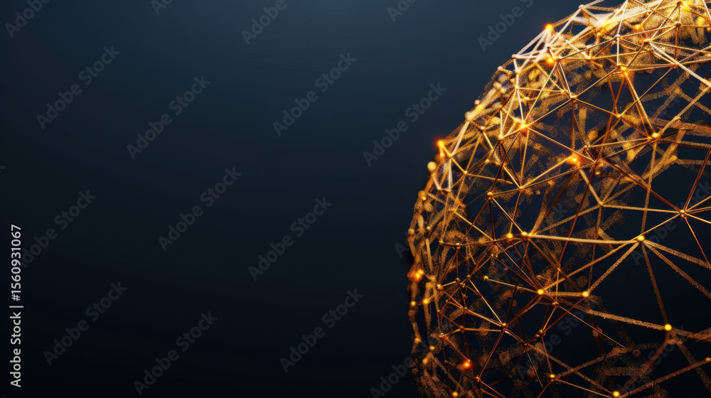 Poster glowing network globe representing data collaboration and connectivity, showcasing intricate nodes a