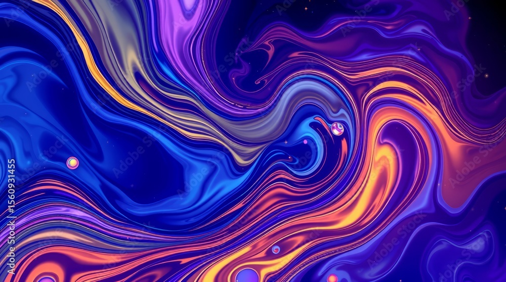 Poster abstract fluid art: a mesmerizing display of swirling colors and textures, creating an illusion of d