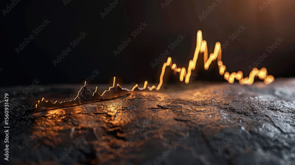 Aufkleber line graph with spikes visualizing market trends, showcasing dynamic fluctuations and growth in dram