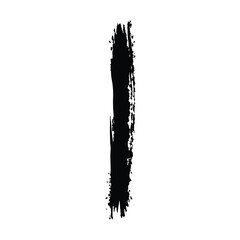 Black brush stroke abstract design element on white background with transparency