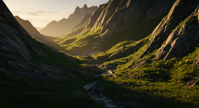 Majestic Mountain Valley at Sunrise Breathtaking Landscape Photography