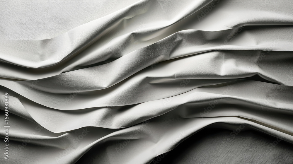 Poster minimal white paper layers create soft shadows, showcasing elegant textures and subtle depth in sere