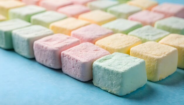colorful marshmallow isolated on blue background