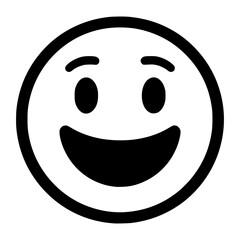Fototapeta premium Simple black and white smiley face emoji isolated icon 
