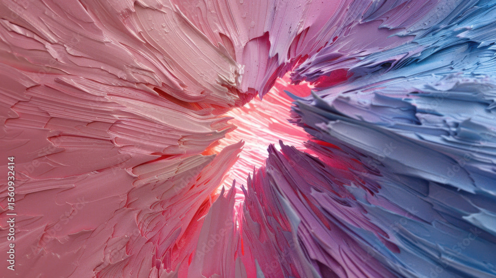 Poster vibrant abstract texture with pink and blue hues, creating dynamic burst of color and depth, evoking