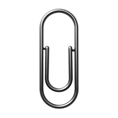 rendering black paperclip white background paperclip shape oval curved top flat bottom appears metal has smooth shiny surface top paperclip has small loop end which likely used hold paper place while