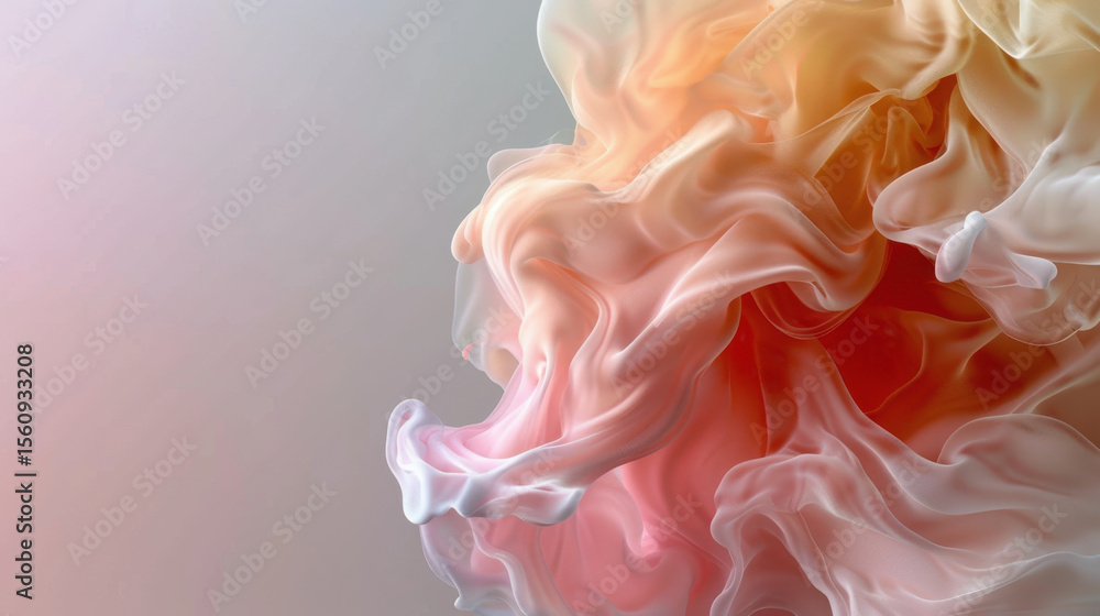 Poster soft pastel waves flowing gently across empty background, creating serene and calming atmosphere