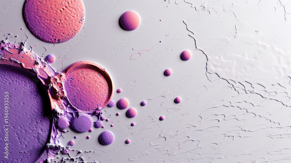 Poster soft pink and lilac blobs scattered across white background create calming and artistic composition