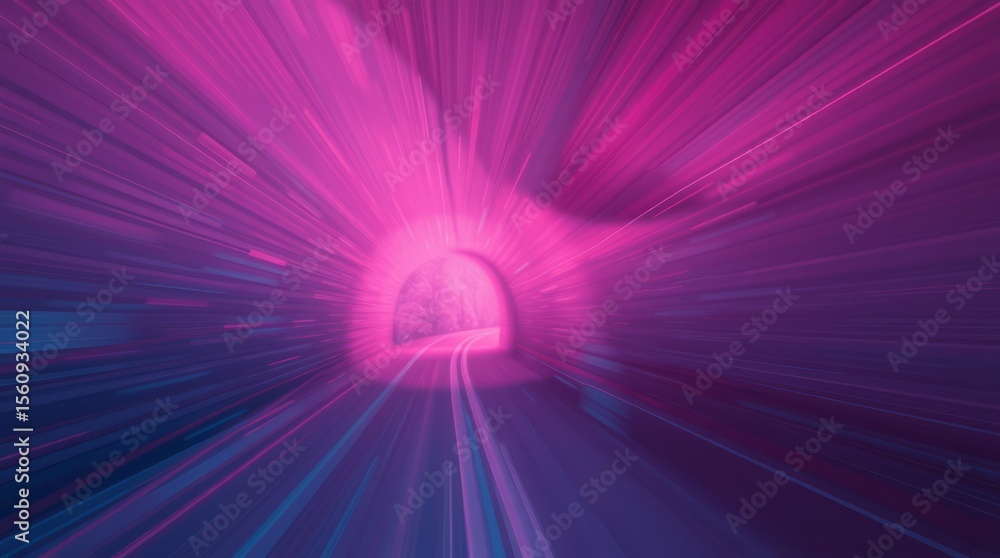 Poster tunnel of hyperspace: experience a visual journey through an ethereal tunnel of light, bathed in vib