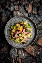 Duck Salad with Kosui Pear on stones