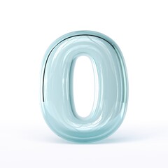 Blue glass font Number 0 ZERO 3D