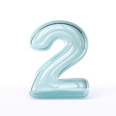 Blue glass font Number 2 TWO 3D