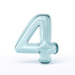Blue glass font Number 4 FOUR 3D