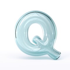 Blue glass font Letter Q 3D