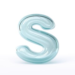 Blue glass font Letter S 3D