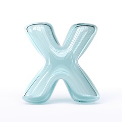 Blue glass font Letter X 3D