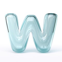 Blue glass font Letter W 3D