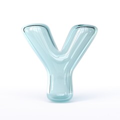 Blue glass font Letter Y 3D