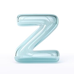 Blue glass font Letter Z 3D