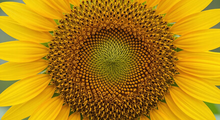 Bright Yellow Sunflower Flower Head Close Up Nature Pattern