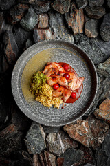 Quail with Bulgur on stones