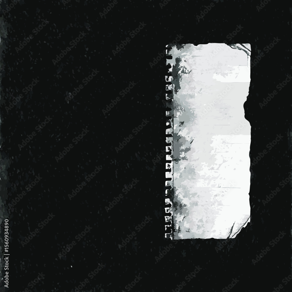 Poster torn notebook page silhouette with abstract texture and grungy effect illustration