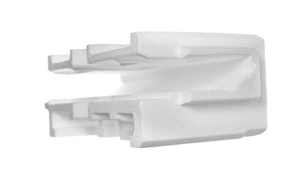 Styrofoam piece flying isolated on white, clipping path	