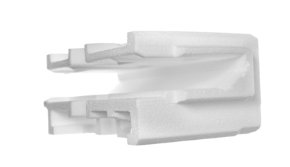 Styrofoam piece flying isolated on white, clipping path	