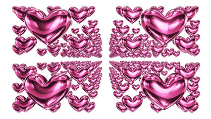 3D Glossy Pink Hearts in Surreal Repeating Pattern