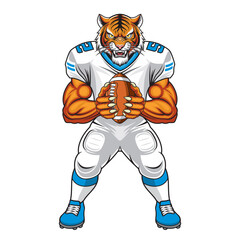 american football mascot tiger vector illustration rugby tiger design