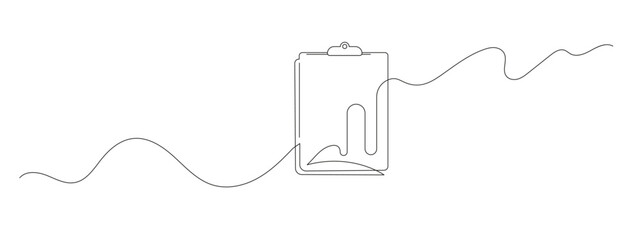 Continuous one line drawing of a checklist icon. Hand-drawn vector illustration of a simple checklist symbol for to-do lists, tasks, planning, and productivity designs.