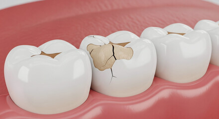 Cracked Tooth Decay Oral Health Problem 3D Illustration
