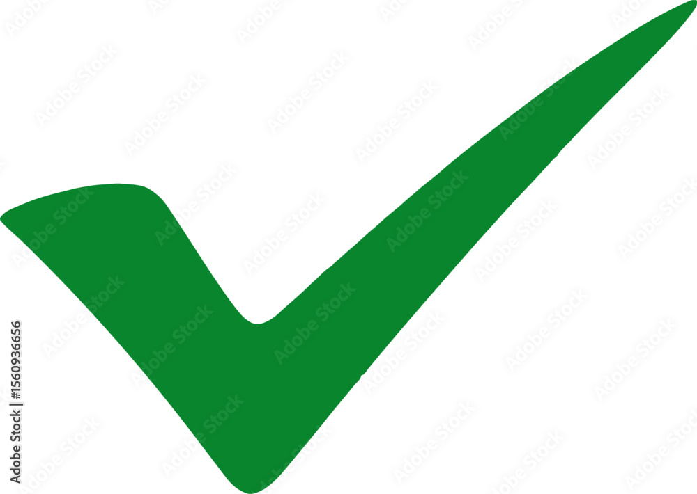 Aufkleber a single green check mark on a pale green background indicating completion or approval in a simple d