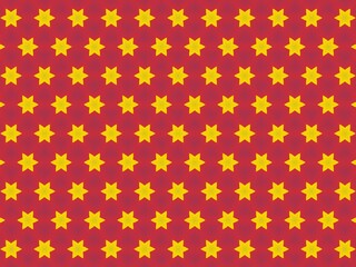 Seamless pattern of yellow stars on a red background, perfect for festive or celebratory designs.