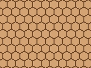 Abstract seamless pattern with repeating hexagon shapes in brown and beige tones, perfect for textile, wallpaper, or background designs
