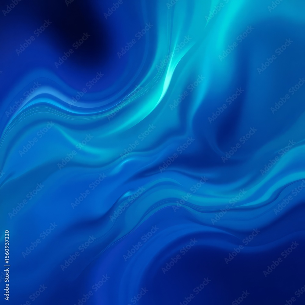 Aufkleber azure abstraction: an elegant, flowing digital artwork, the composition evokes a sense of fluidity a