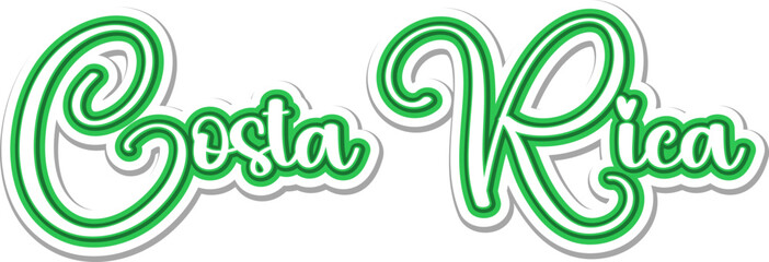 Costa Rica - 3D Text in Calligraphy on white background
