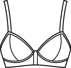 Simple line drawing of a modern wirefree bra with thin straps and cups