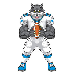 american football mascot wolf vector illustration rugby wolf design