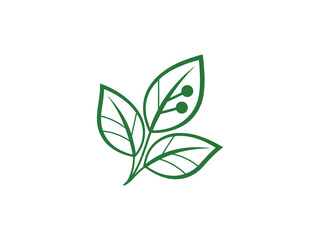 Green Tech Leaf icon  Eco Technology Circuit Icon, Sustainable Energy Symbol, Renewable Nature Digital Design Vector